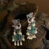 ANN Gold Plated Peacock Design Stone Studded With Hanging Pearl Fashion Antique Earring - Image 5