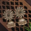 ANN Antique Gold/Silver Plated Floral Peacock Design Hanging Beads Jhumki Earring - Image 5