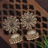 ANN Antique Gold/Silver Plated Floral Peacock Design Hanging Beads Jhumki Earring - Image 6