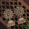 ANN Antique Gold/Silver Plated Floral Peacock Design Hanging Beads Jhumki Earring - Image 4